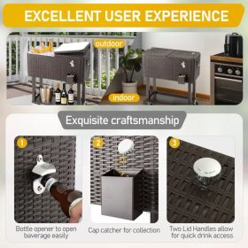 80QT Rattan Square Legs Cooler With Shelf (Option: Defaulttitle)