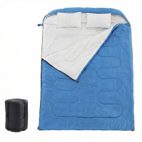 Adult Double Warm Sleeping Bag With Pillow, Lightweight, Portable And Compact Double Sleeping Bag (Option: Blue)