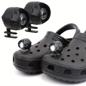 2pcs LED Rechargeable Headlights For Crocs, Waterproof And Long-Lasting ABS Light For Outdoor Camping For Kids & Adults (Color: 2PCS Black)