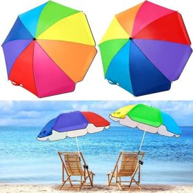 2 Pcs Automatic Chair Umbrella with Universal Clamp 44" UPF 50+ Portable Clamp on Beach Chair Adjustable Wheelchair Umbrella for Outdoor Patio Pa (Color: Rainbow Color)