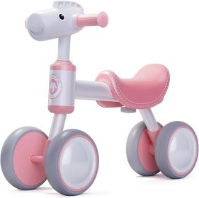 Baby Balance Bike for 1-2 Year Old Boy Girl, Balance Bike for 12-24 Months 4 Wheels Toddler Balance Bike, Baby Bike 1+ Years Toy First Birthday G (Color: Pink)