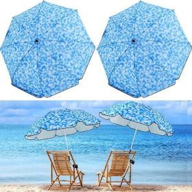 2 Pcs Automatic Chair Umbrella with Universal Clamp 44" UPF 50+ Portable Clamp on Beach Chair Adjustable Wheelchair Umbrella for Outdoor Patio Pa (Color: Blue Ripple)