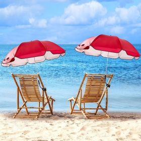 2 Pcs Automatic Chair Umbrella with Universal Clamp 44" UPF 50+ Portable Clamp on Beach Chair Adjustable Wheelchair Umbrella for Outdoor Patio Pa (Color: Red)
