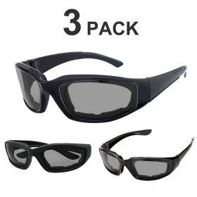 3Pair Motorcycle Riding Glasses Wind Resistant Bike Goggles UV Protection Resistant Padded Comfortable Outdoor Sport Goggles (Color: 3*Gray)