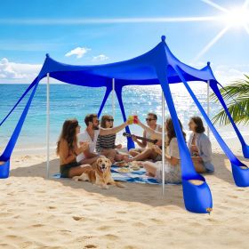 Beach Tent Sun Shelter UPF 50+,10x10 FT Beach Canopy Tent Sun Shade,Pop Up Beach Canopy with 8 Sandbags, Outdoor Beach Shade for Camping Trips (Color: Royal Blue)