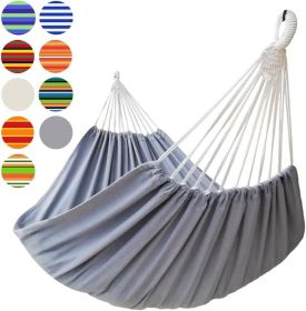 Brazilian Double Hammock 2 Person Extra Large 220x160cm Total Length 330cm Load 500lb Canvas Cotton Hammock for Patio Porch Garden Backyard Loung (size: Grey XX-Large)